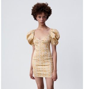 ZARA NEW SATIN EFFECT PRINT DRESS SIZE L